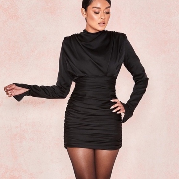 Satin Ruched Mini Dress 